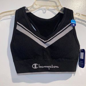 Champion Sweatshirt Bra Black XS Womens Racerback Workout Cotton